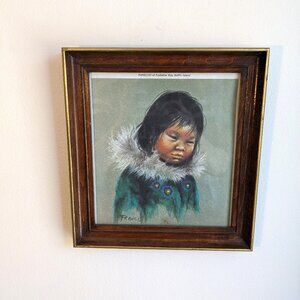 Vintage Inuit Print Dorothy Francis Print Child Paneloo Frobisher Bay 60s 70s